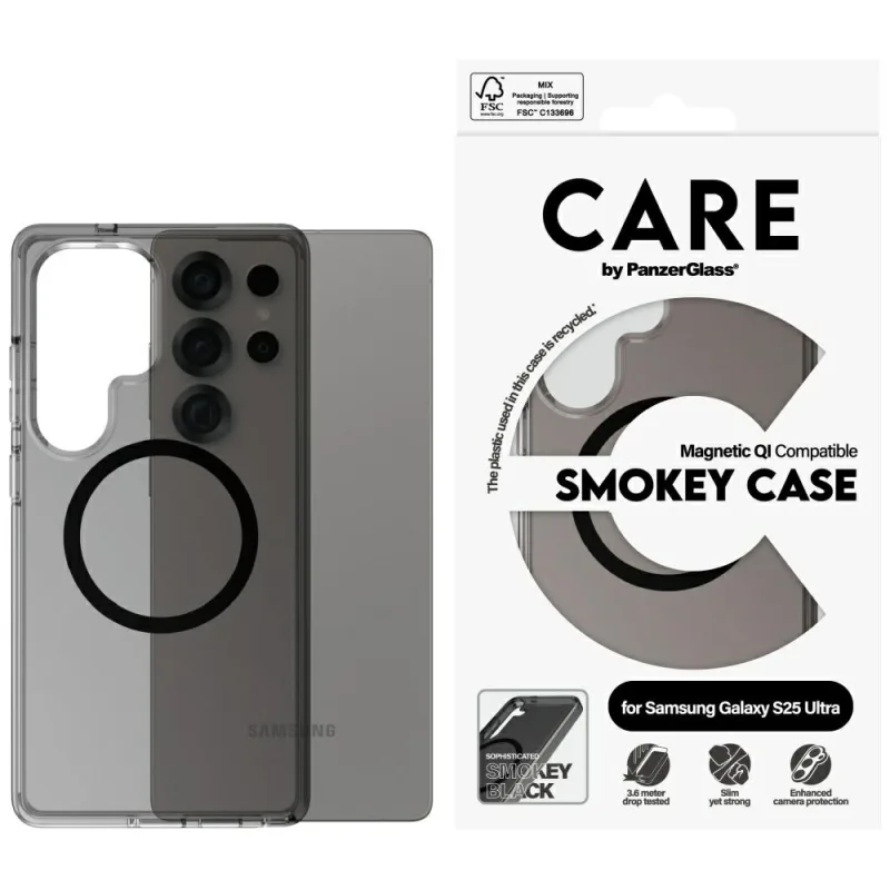 CARE by PanzerGlass Flagship Urban Combat Black QI Case pre Samsung Galaxy S25 Ultra – polopriehľadné dymové