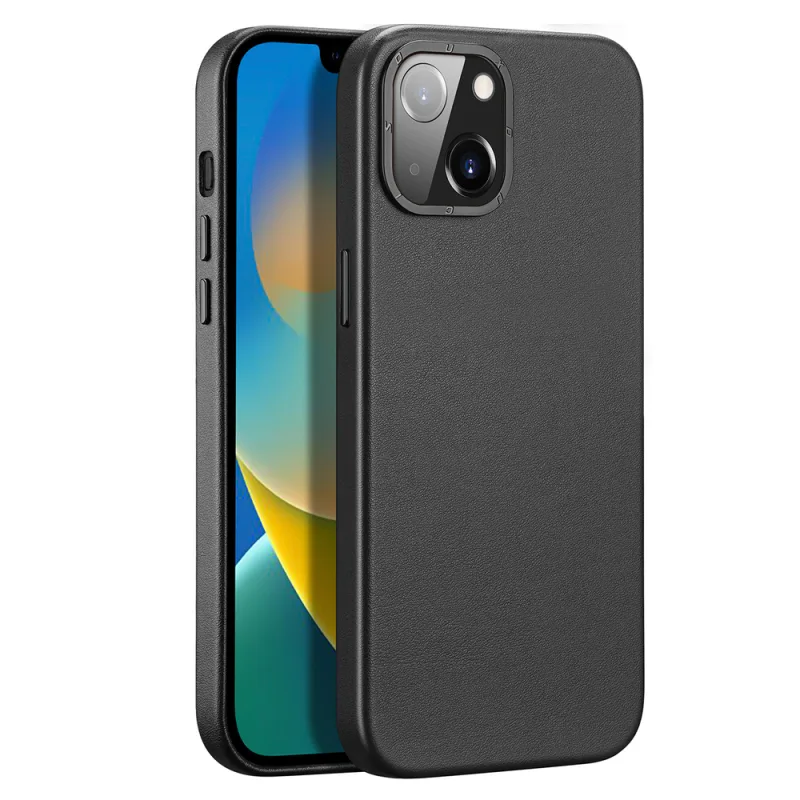 Kožený kryt Dux Ducis Grit pre iPhone 14 Plus Elegantný kryt z umelej kože (kompatibilný s MagSafe) čierny
