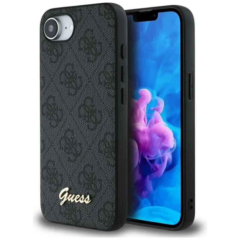 Guess 4G Script Logo MagSafe puzdro pre iPhone 16e - čierne