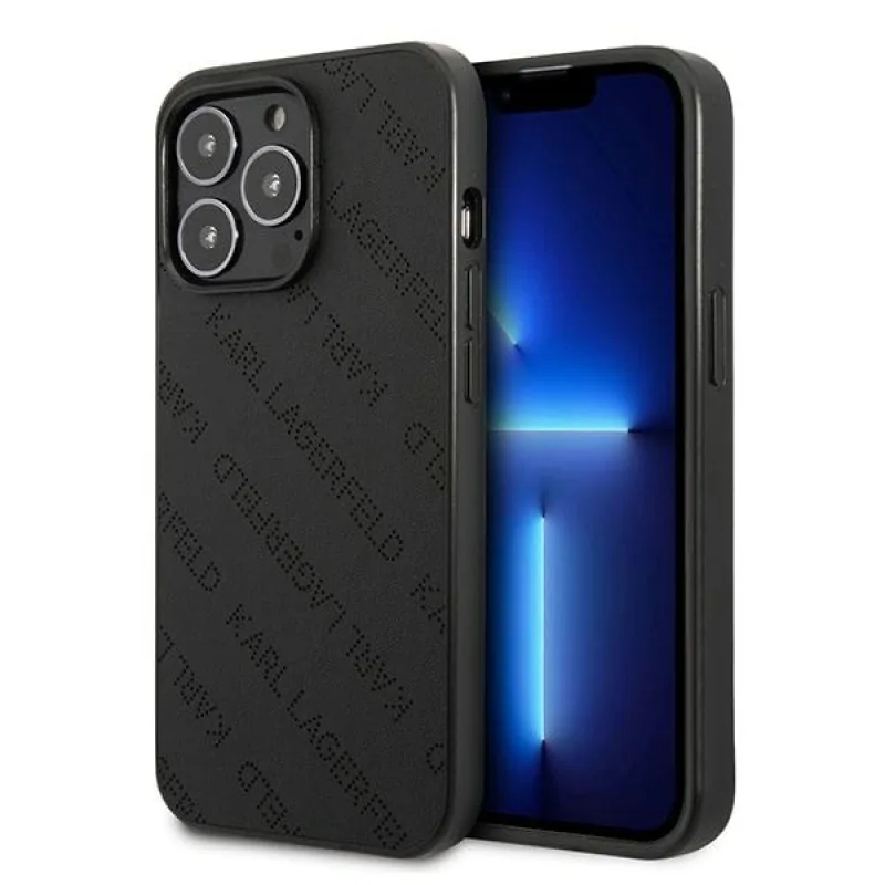 Perforované celoplošné puzdro Karl Lagerfeld pre iPhone 13 Pro / 13 6,1" - čierne