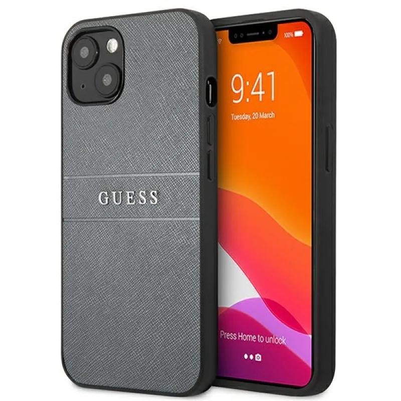 Guess GUHCP13SPSASBGR iPhone 13 mini 5,4" sivý/sivý remienok Saffiano