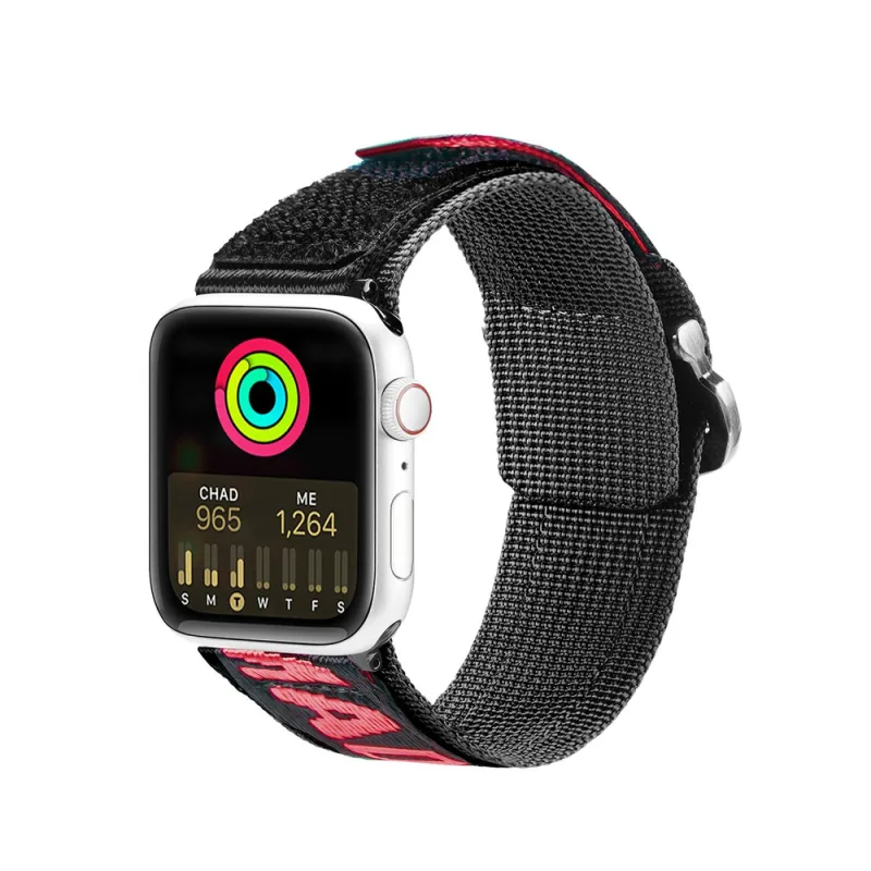Remienok Dux Ducis (vonkajšia verzia) Remienok Apple Watch Ultra, SE, 9, 8, 7, 6, 5, 4, 3, 2, 1 (49, 45, 44, 42 mm) Nylonový náramok, čierny a červený