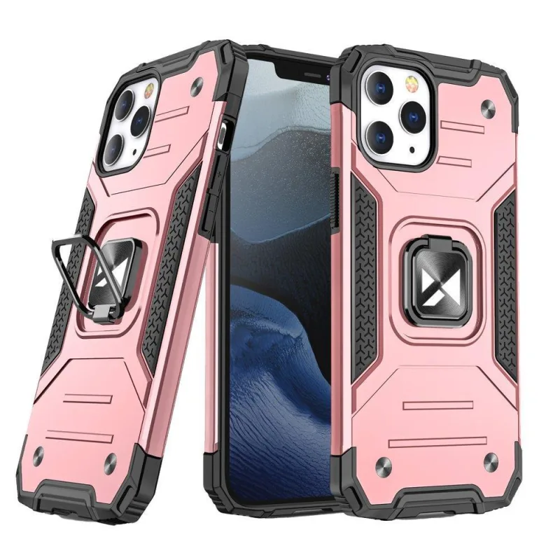 Pancierové puzdro Wozinsky Ring Armor iPhone 14 Pro Max s magnetickým držiakom zlatý prsteň