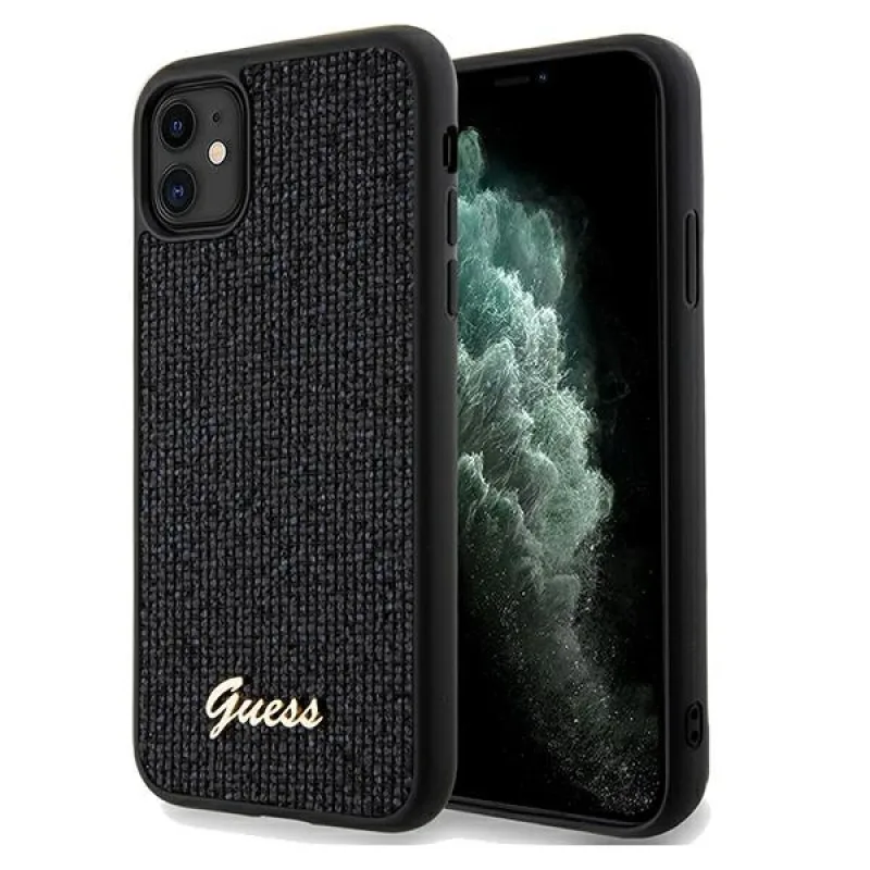 Puzdro Guess Disco Metal Script pre iPhone 11 / Xr - čierne