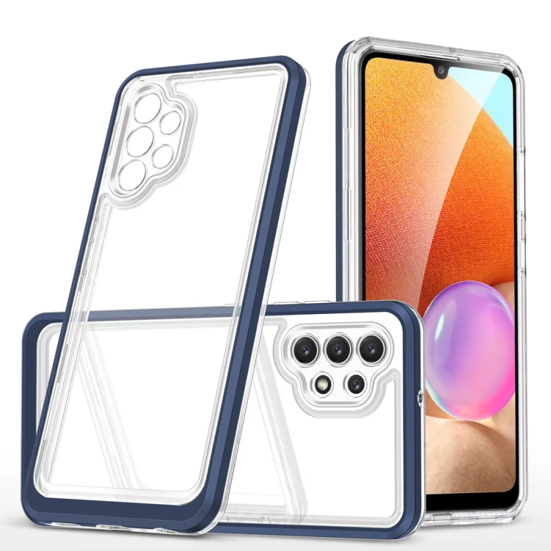 Priehľadné puzdro 3v1 pre Samsung Galaxy A32 5G Frame Gel Cover Blue