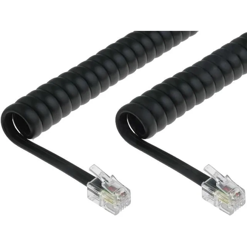 Telefonní šňůra kroucená - 2xRJ10 4p4c, 4m, černá TCK-04-BK