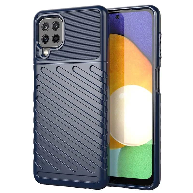 Thunder Case Flexibilné Tough Rugged Cover TPU puzdro pre Samsung Galaxy A22 4G modré