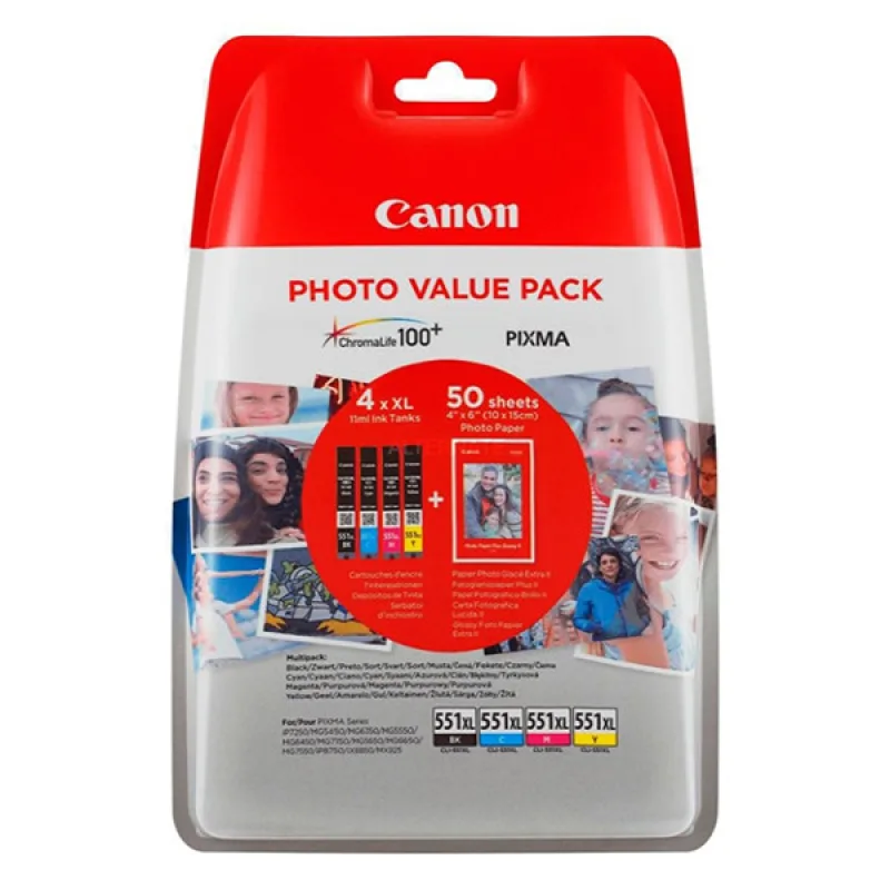 Canon CLI-551XL BK/ C/ M/ Y PHOTO VALUE 6443B008
