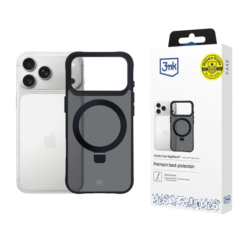 3mk Smoke Case Mag&Stand pre iPhone 17 Pro - čierny