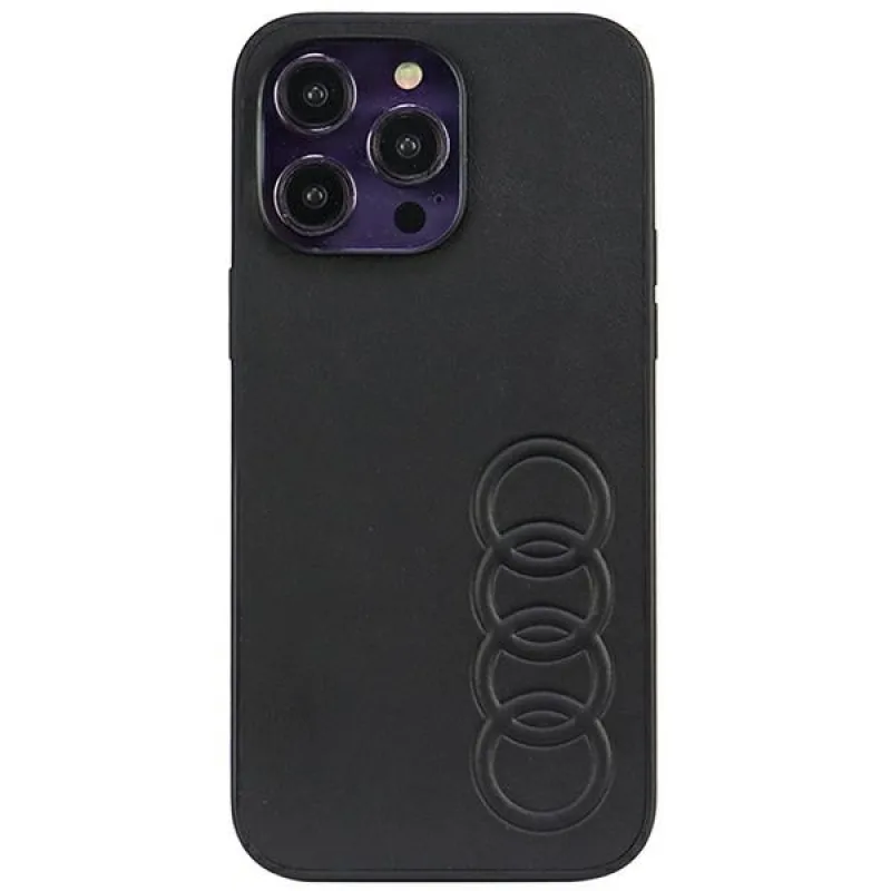 Pevné puzdro Audi Synthetic Leather iPhone 14 Pro Max 6,7" čierne/čierne AU-TPUPPCIP14PM-TT/D1-BK