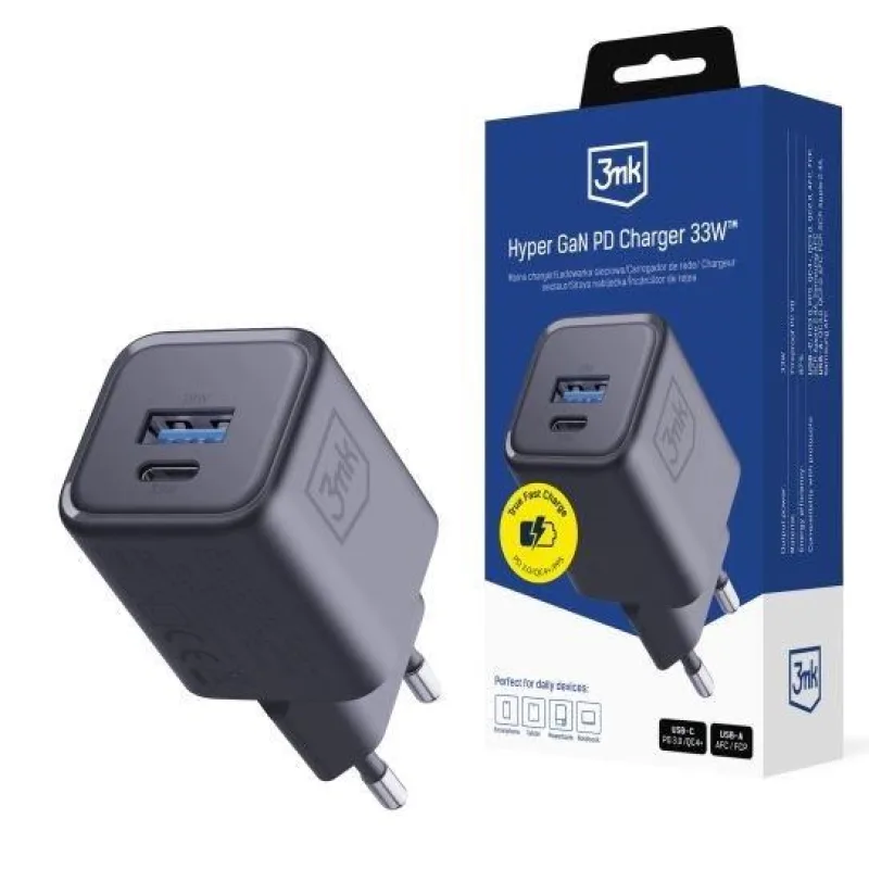 3mk napájecí adaptér Hyper Charger PD 33W GaN QC4+ PPS AFC FCP SCP 1A1C …