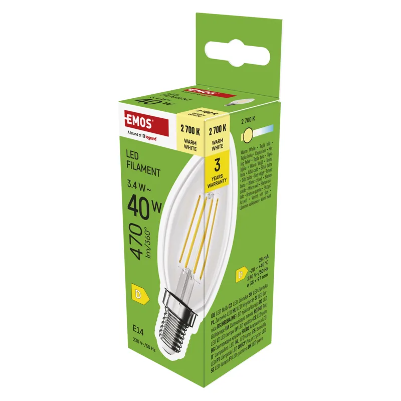 EMOS LED FLM CANDLE 3, 4 W (40 W) 470lm E14 WW 1525731249