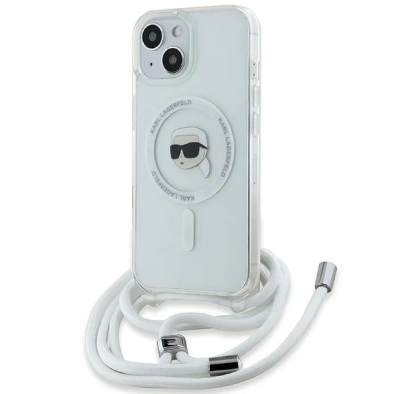 Karl Lagerfeld Crossbody IML Karl Head MagSafe puzdro pre iPhone 15 / 14 / 13 - priehľadné