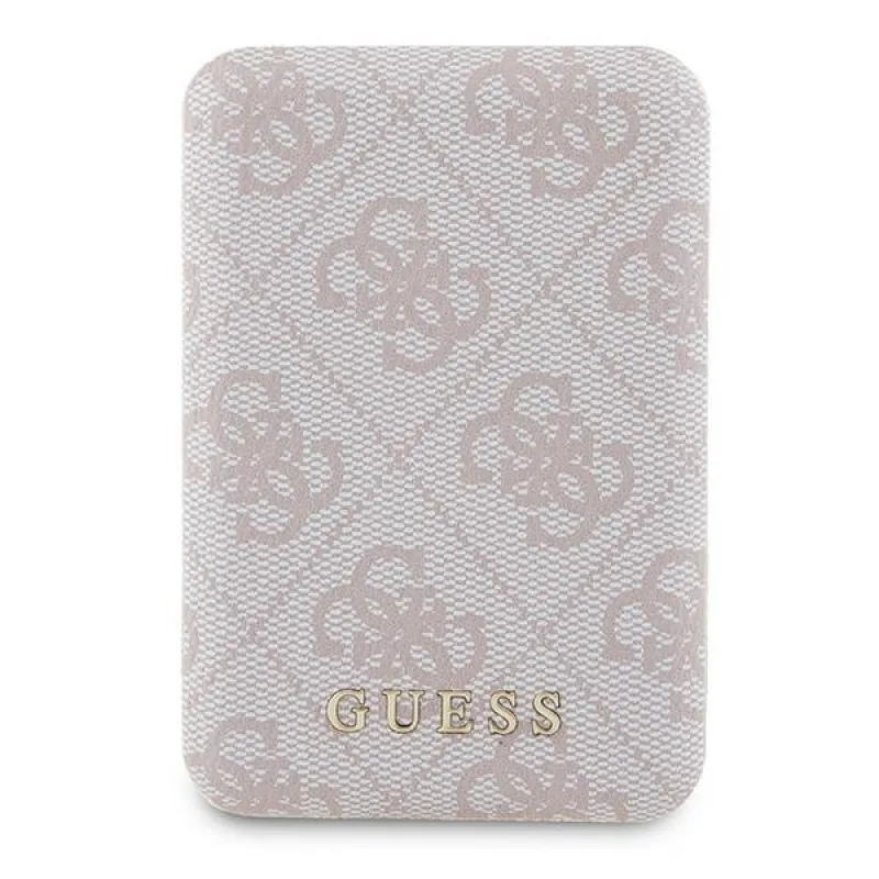 Guess Powerbank indukčná 15W GUPB5FP4EMGP 5000mAh ružová/ružová 4G koža Kovové Logo MagSafe