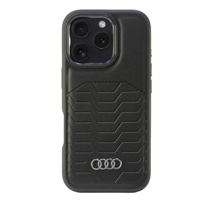 Audi Synthetic Leather MagSafe iPhone 16 Pro 6,3" čierno/čierne pevné puzdro AU-TPUPCMIP16P-GT/D3-BK