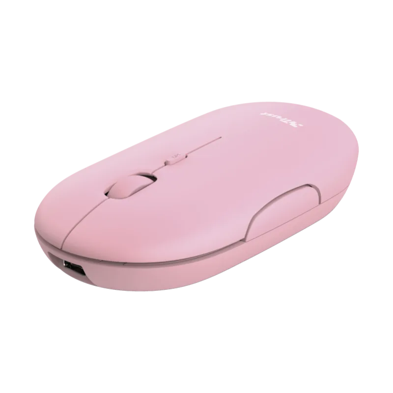 TRUST PUCK/ Cestovná/ Optická/ 1 600 DPI/ USB+BT/ Ružová 24125