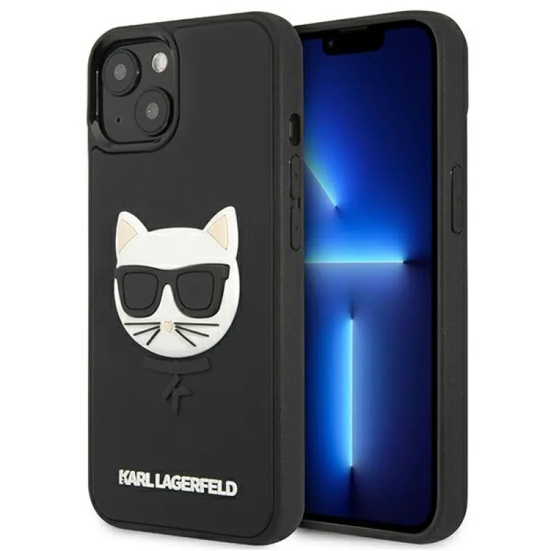 Karl Lagerfeld 3D Gumový Choupette Case pre iPhone 13 mini - čierny