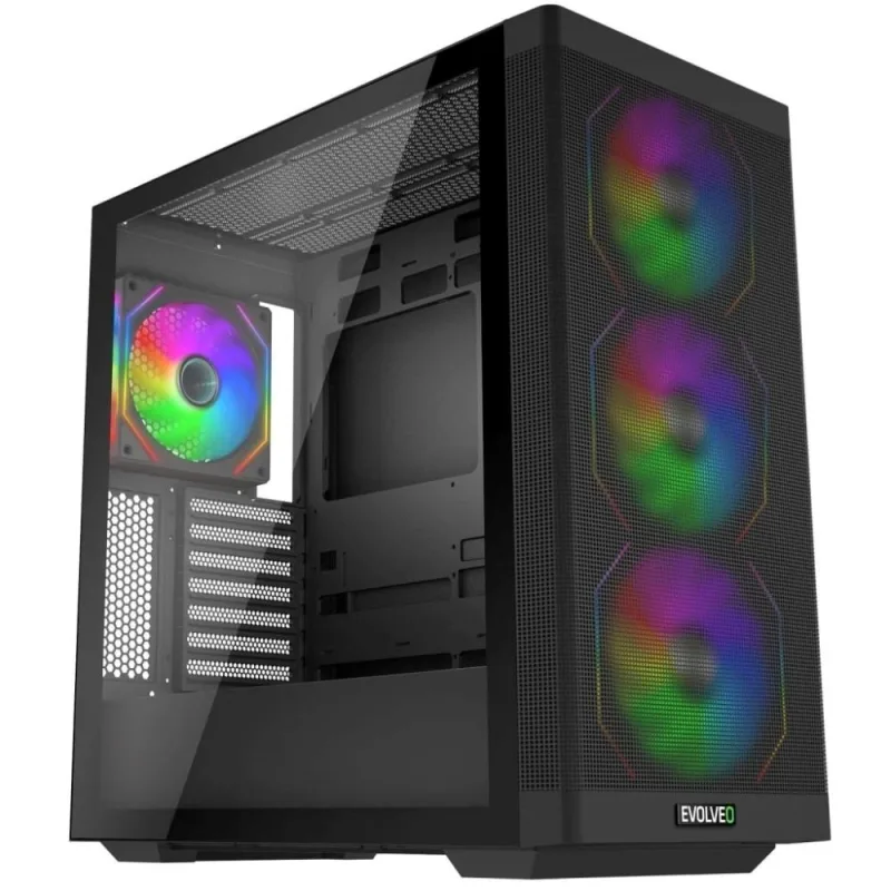 EVOLVEO Scorpio, Big Tower/ 4x ARGB/ sklo+mriežka SCORPIO-BK-4