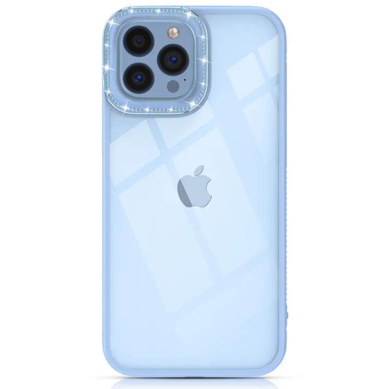 Kryt Kingxbar Sparkle Series iPhone 13 Pro so zadným krytom s kryštálmi modrej farby