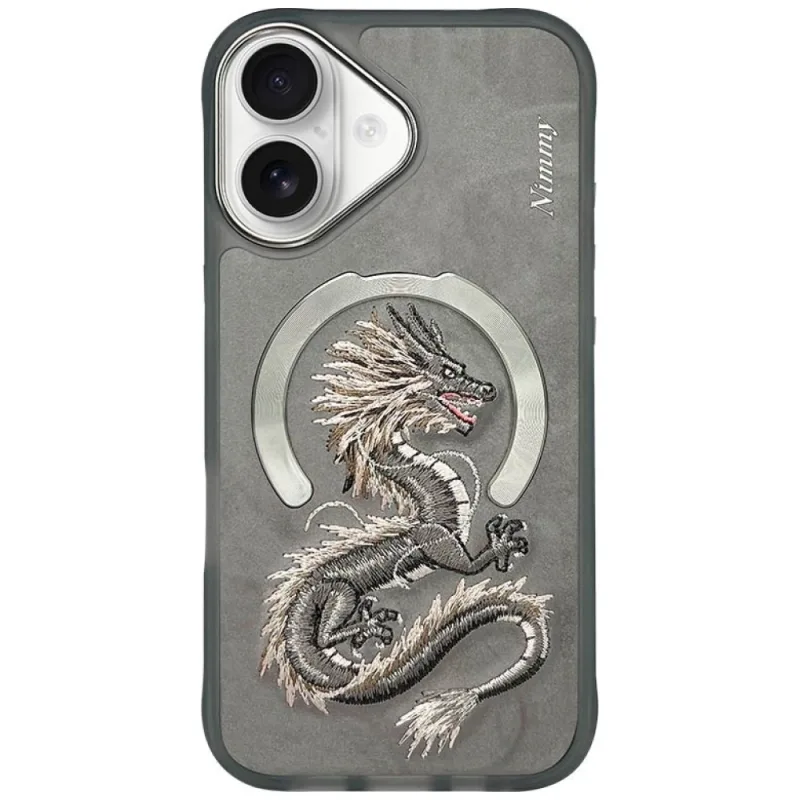 Puzdro Nimmy Dragon MagSafe na iPhone 16 – šedé