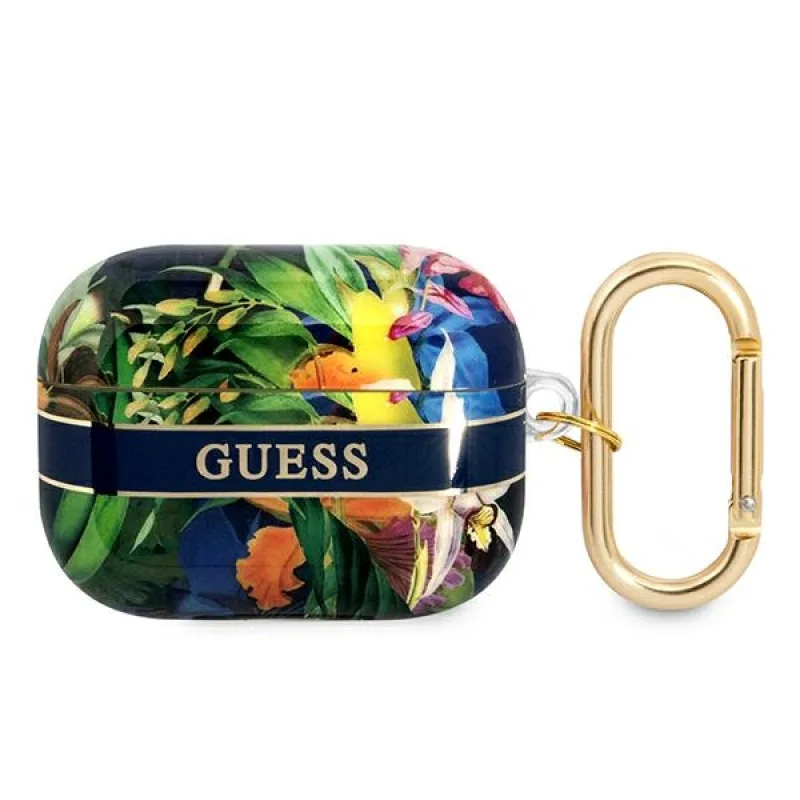 Guess GUAPHHFLB kryt AirPods Pro blue/blue Flower Strap Collection