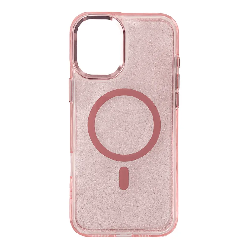 Glitter Case MagSafe pre iPhone 16 Plus - ružový s trblietkami