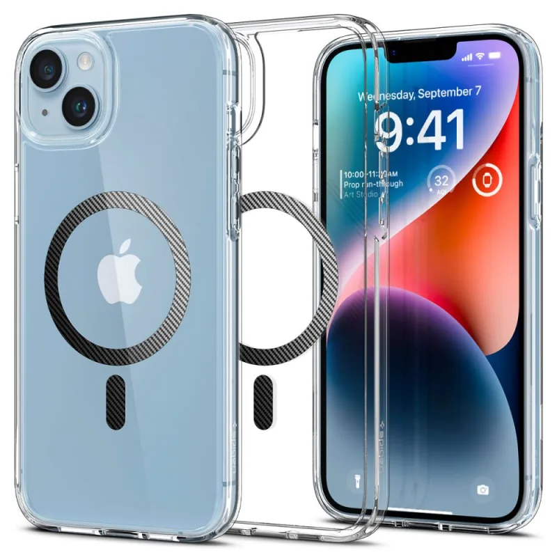 Puzdro Spigen Ultra Hybrid Mag Case s MagSafe pre iPhone 14 Plus – priehľadné šedé