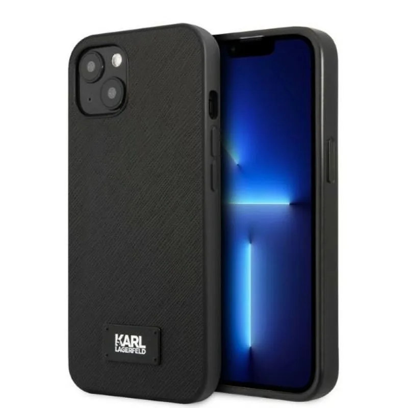Karl Lagerfeld KLHCP13SSFMP2K pevné puzdro iPhone 13 mini 5,4" čierno/čierna plaketa Saffiano