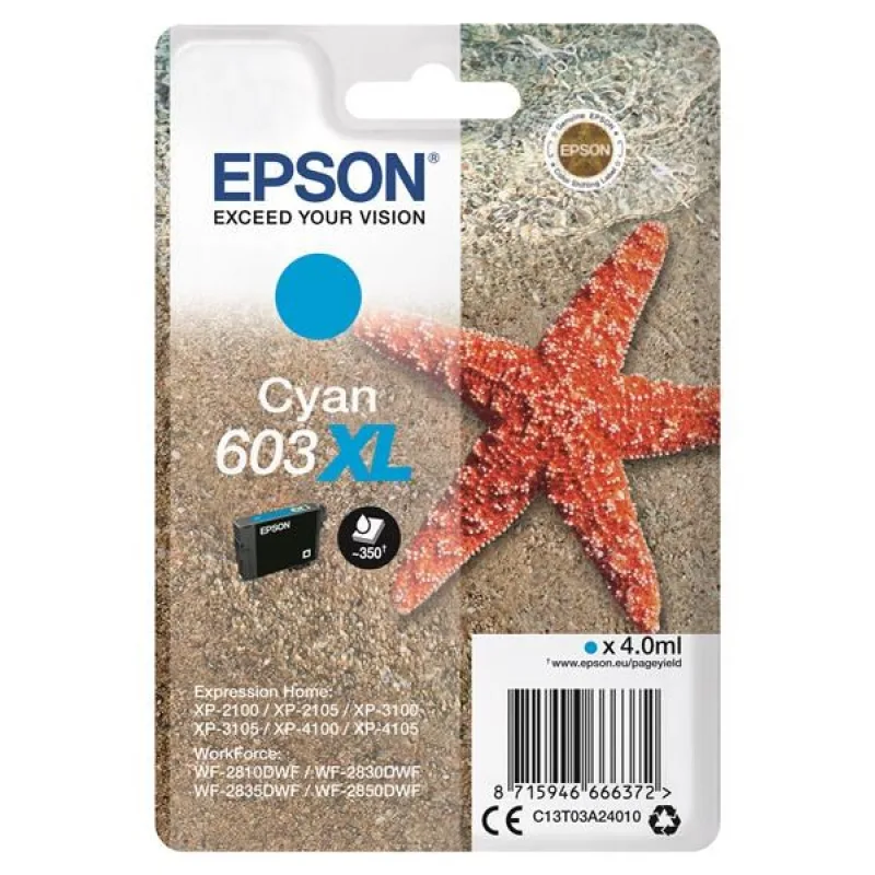 Atramentová tyčinka EPSON Singlepack "Starfish" Cyan 603XL C13T03A24010