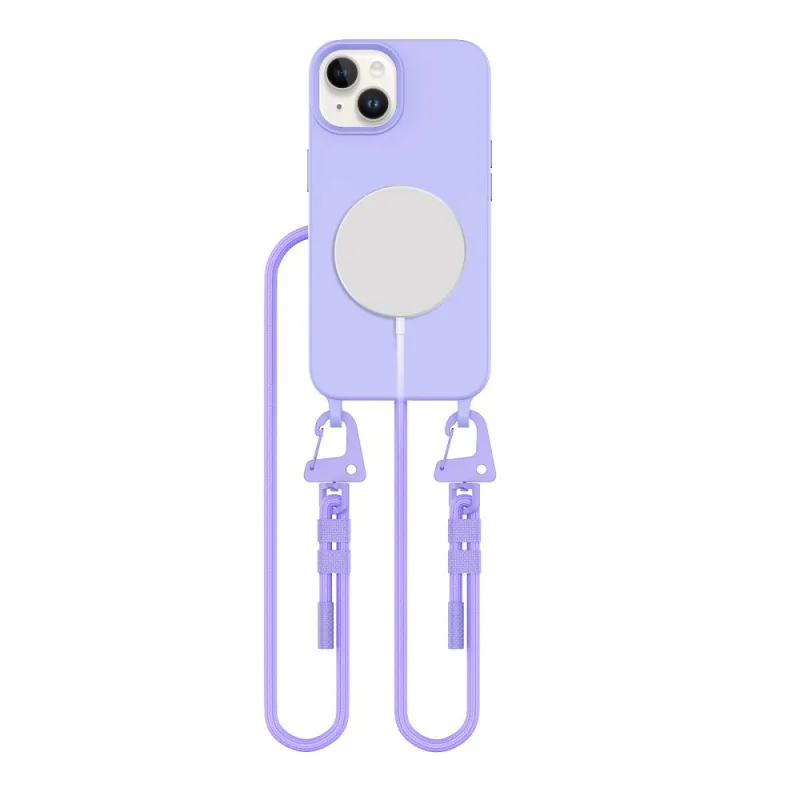 Puzdro MagSafe na iPhone 15 Tech-Protect MagNecklace – levanduľa