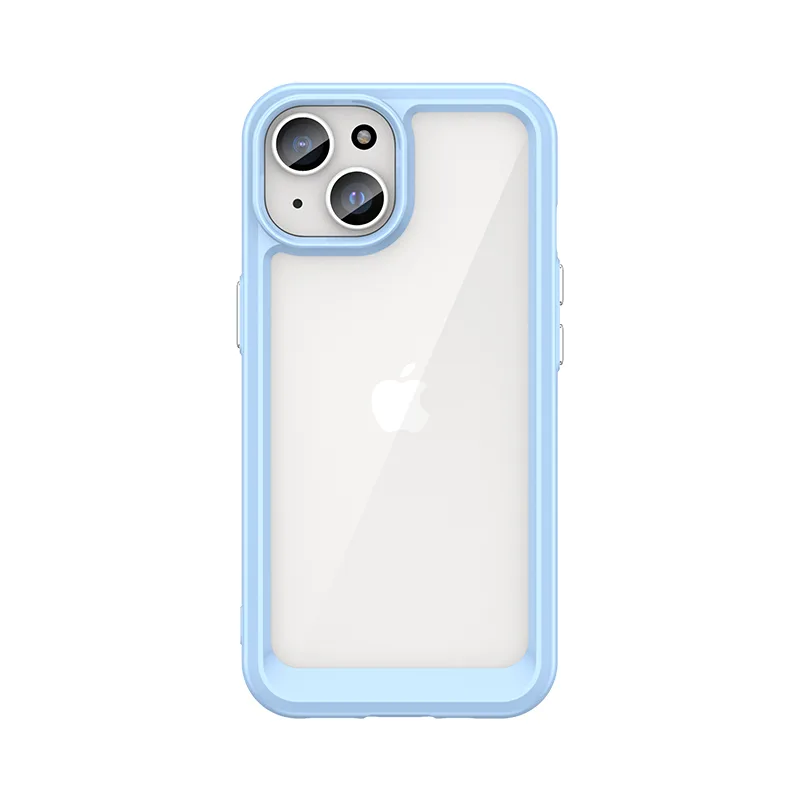 Vonkajšie vystužené puzdro na iPhone 15 Plus s flexibilným rámom – modré