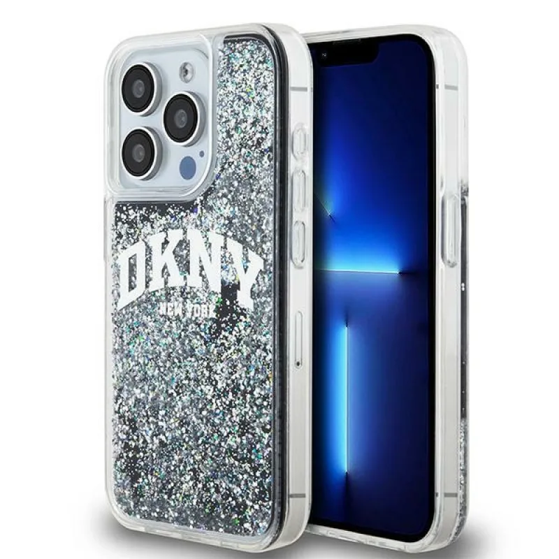 Puzdro DKNY Liquid Glitter Big Logo iPhone 13 Pro / 13 – čierne