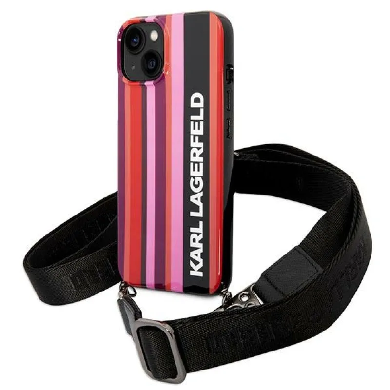 Karl Lagerfeld KLHCP14SSTSTP iPhone 14 6,1 "pevné puzdro ružový / ružový farebný pásik