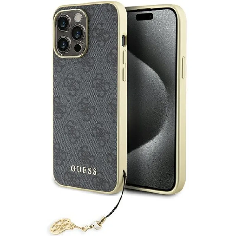 Puzdro Guess 4G Charms Collection pre iPhone 15 Pro Max - šedé