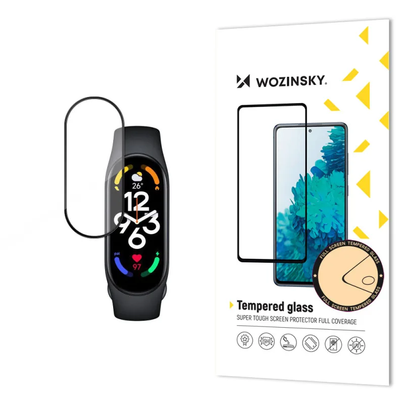 Odolné celoobrazovkové tvrdené sklo Wozinsky s rámom pre Xiaomi Mi Band 8 – čierne