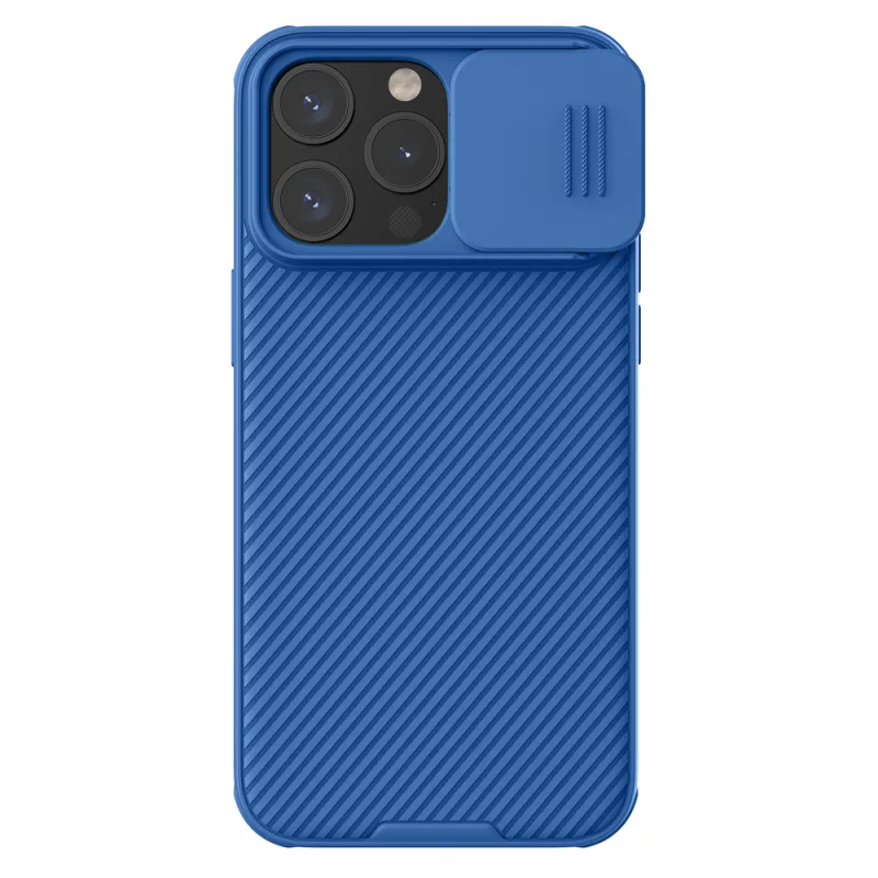 Magnetické puzdro Nillkin CamShield Pro pre iPhone 15 Pro Max s ochranou fotoaparátu – modré