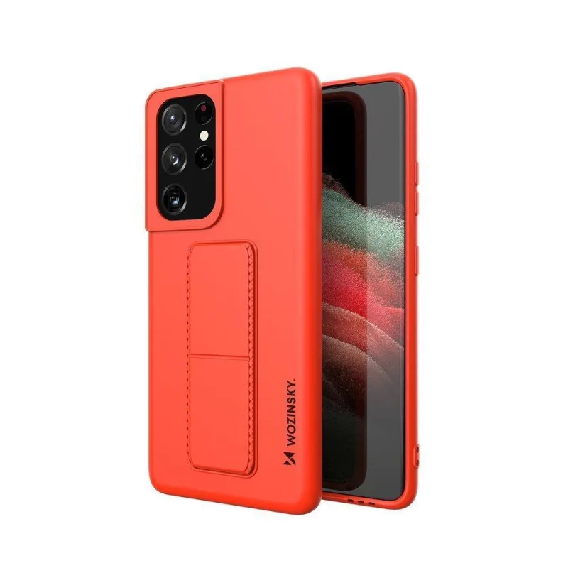Wozinsky Kickstand Case silikónové puzdro so stojanom Samsung Galaxy S21 Ultra 5G červené