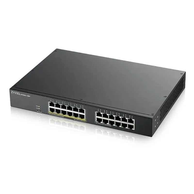 ZyXEL GS1900-24EP, 24-port GbE L2, 12 Port PoE Smart Switch, rackmount,…