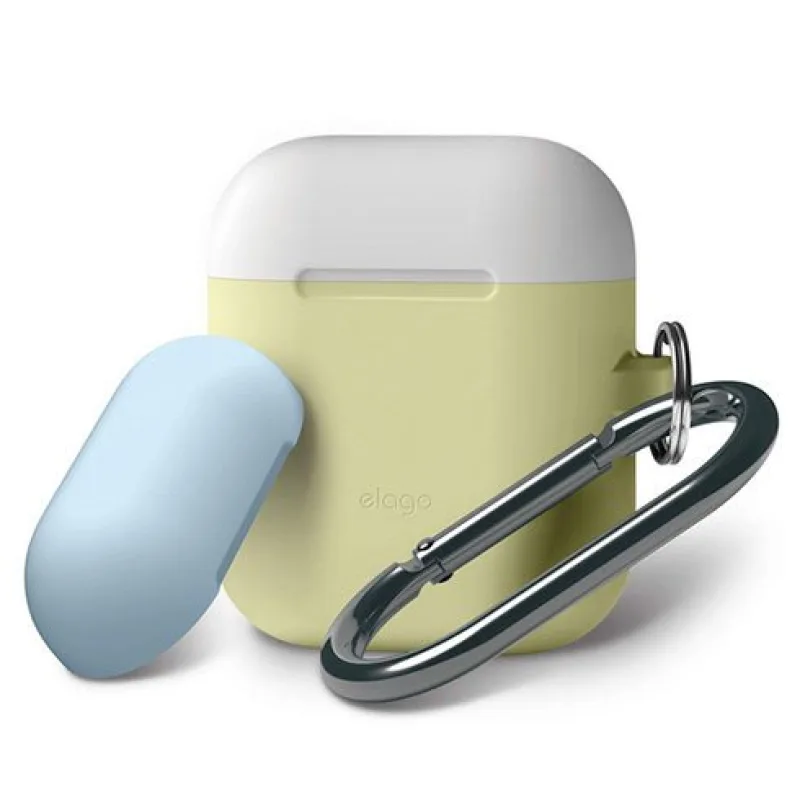 Elago Airpods Silicone Duo Hang Case - Yellow/ White, Pastel Blue EAPDH…