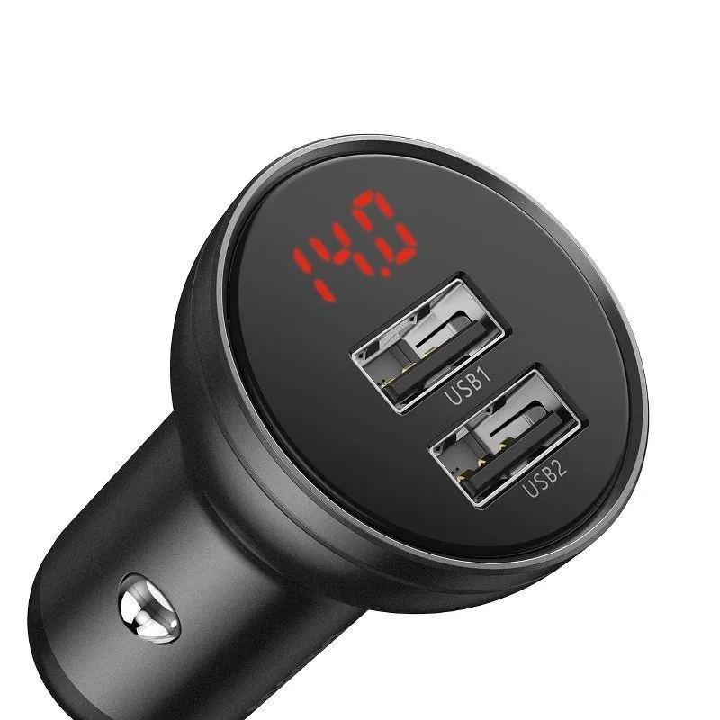 Baseus CCBX-0G Nabíjačka do Autá s Displejom 24W 2x USB Grey 6953156215399