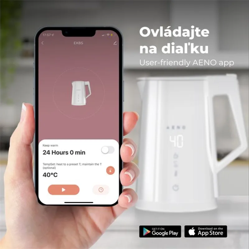 AENO Rýchlovarná smart kanvica EK8S biela, 2200W,1,7 l,Strix,dvojité…