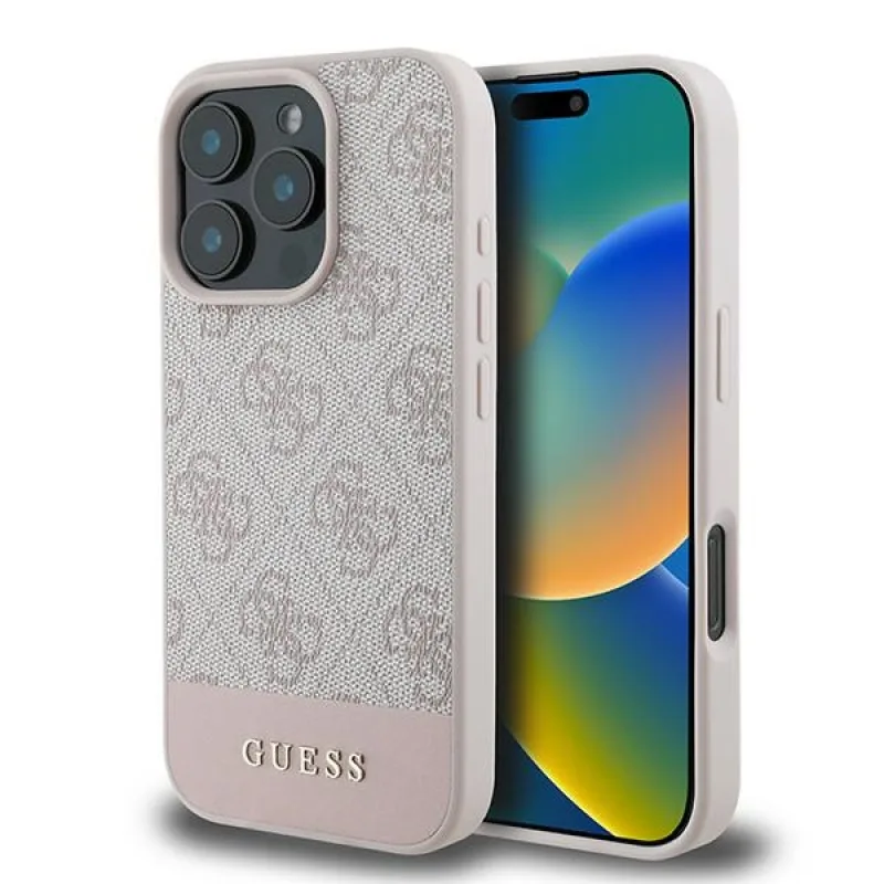 Puzdro Guess 4G Bottom Stripe pre iPhone 16 Pro Max – ružové