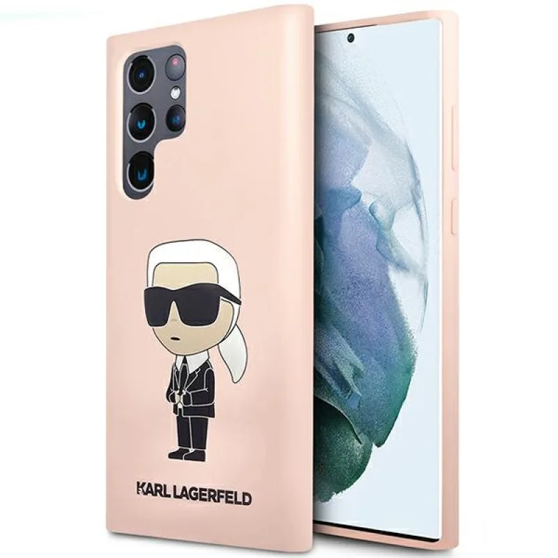 Karl Lagerfeld KLHCS23LSNIKBCP Sam S23 S918 Ultra pevné puzdro ružové/ružové silikónové Ikonik