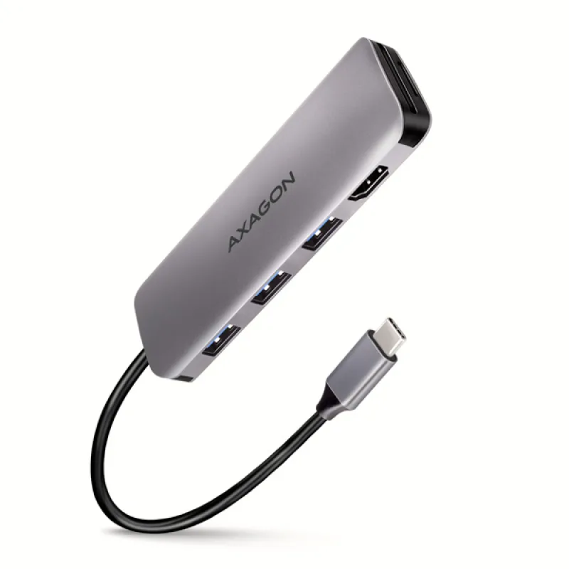 AXAGON HMC-HCR3A, USB 3.2 Gen 1 hub, porty 3x USB-A, HDMI 4k/ 30Hz, SD/…