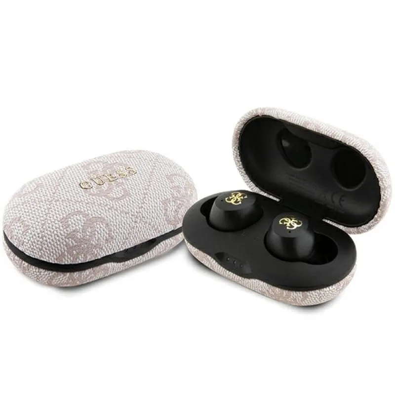 Bluetooth slúchadlá TWS Guess 4G Metal s dokovacou stanicou ENC - ružové