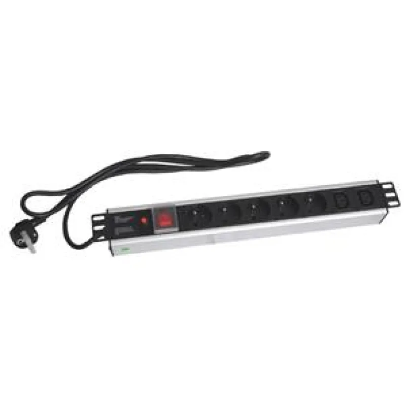 19" napájací panel OC 5x230V+2xIEC 2m PPO SW Black 96102