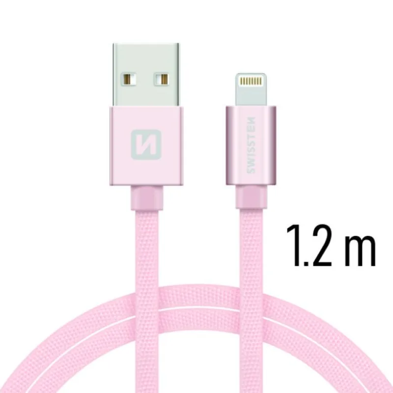 Swissten Data Cable Textile USB / Lightning 1.2 m, rose gold 71523205