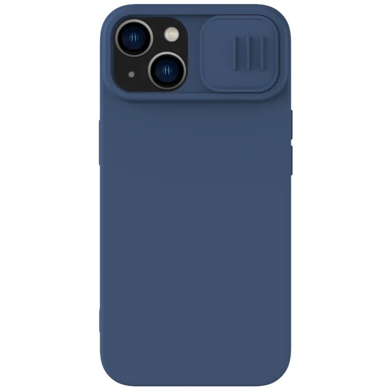 Silikónové puzdro Nillkin CamShield pre iPhone 15 Plus s ochranou fotoaparátu – tmavomodré