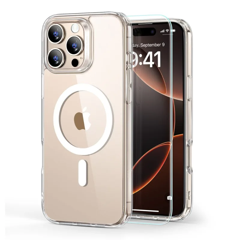 Puzdro ESR Classic Hybrid Halolock MagSafe + tvrdené sklo pre iPhone 16 Pro Max – číre