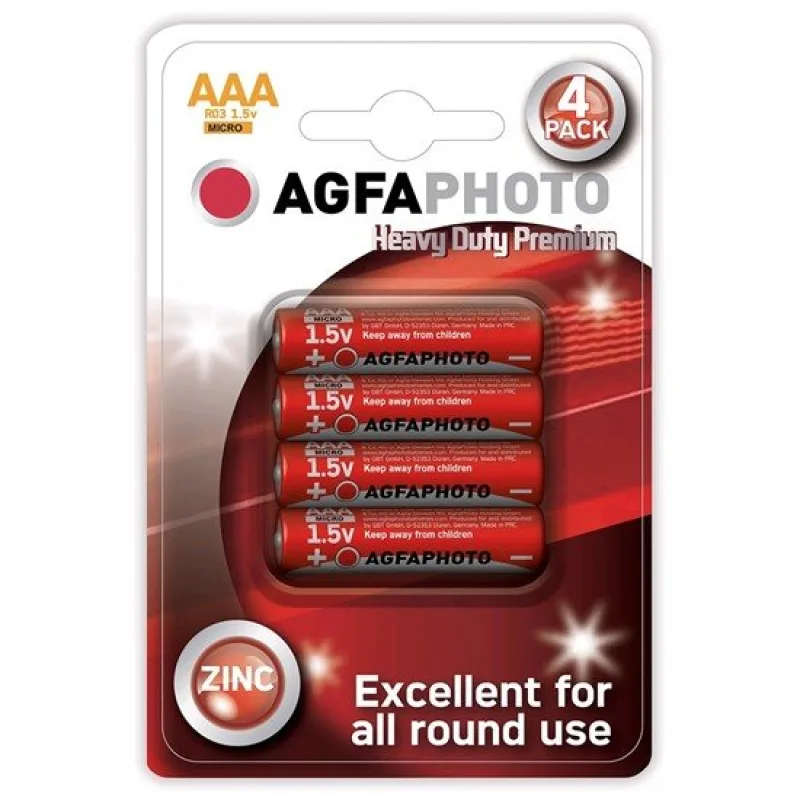 AgfaPhoto zinková batéria 1.5V, R03/AAA, blister 4ks AP-R03-4B